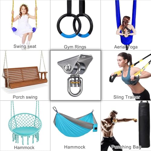 BeneLabel Silent Swing Hanger with Bearing Stainless Steel Hanging Chair Mount 1000 LB Capacity Swing Mount 360°Swivel Hook for Hammock Chairs, Porch Swings, Punching Bags - color: 1pcs Silent Swing Hanger With Bearing