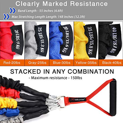 14 PCS Resistance Bands Set, Exercise Tubes, 20lbs to 40lbs Workout Bands