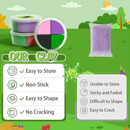 Aestd-ST Air Dry Clay Kit - Vegetable Theme, Modeling Clay for Kids | DIY Magic Clay with Tools and Tutorials, 12 Boxes Molding Clay, Ultra Light, Soft & Non-Sticky, Arts and Crafts Gift for Kids - color: Vegetable Theme