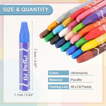 PATIKIL Ultramarine Oil Pastels, 48Pcs Soft Oil Crayons Pastels Stick Vibrant and Creamy Art Supplies Bulk for Artists Beginners Art Painting Drawing Blending Graffiti Gallery - color: Ultramarine