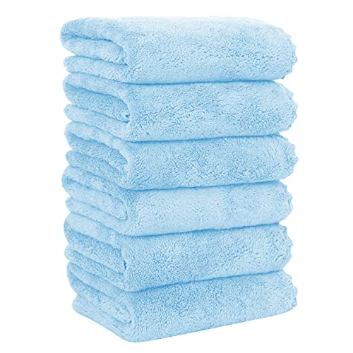 MOONQUEEN 6 Pack Premium Hand Towels - Quick Drying - Microfiber Coral Velvet Highly Absorbent Towels - Multipurpose Use as Hotel, Bathroom, Shower, Spa, Hand Towel 16 x 28 inches (Aquamarine) - color: Aquamarine, size: Hand Towels - 6 Pack