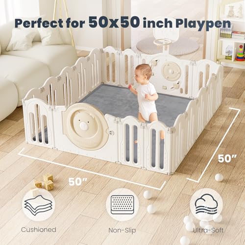 ACOMOPACK 1.3" Thick Baby Play Mat for Floor,50x50 Elasti-Foam Playpen Mat for Kids,Infants,Toddlers, Ultra Soft Crawling Mat with Non-Slip Bottom,Tummy Time,Nursery Rug,Yoga,Tatami（Dark Grey） - color: Dark Grey, size: 50"×50"