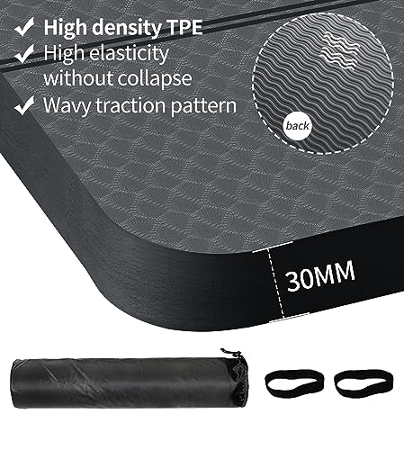 nuveti Large Exercise Mat - 15mm/20mm/30mm Thick Yoga Mat | Workout Mat for Fitness, Yoga, Pilates, Stretching & Floor Exercises for Women & Men with Free Carrying Bag - color: Grey, size: 183X80X30MM