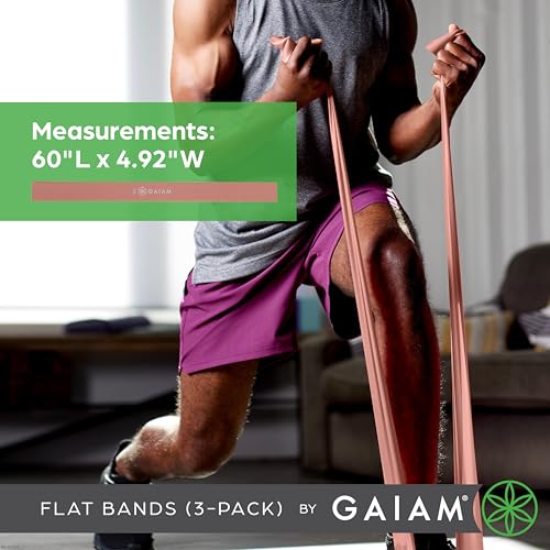 Gaiam Restore Flat Resistance Band Kit, 3-Pack | Flat Loop Bands | Stretching, Physical Therapy & Full-Body Resistance Training | Light, Medium & Heavy Resistance