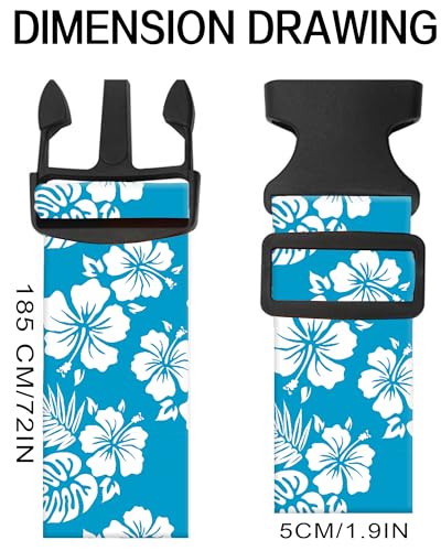 Luggage Straps for Suitcases, Adjustable Travel Belt, Durable Wide Luggage Strap, Cute Suitcase Strap Identifiers with Buckle, Bag Straps for Luggage, Blue White Flowers - color: Blue White Flowers