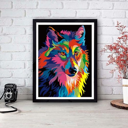 4 Pack Paint by Numbers Kit for Adults Framed Canvas with Wooden Easel | Adults' Paint-by-Number Kits Cat Giraffe Wolf Lion DIY Acrylic Animal Oil Painting Arts Crafts 7.8x11.8inch - color: 4 Pack 20X30in-11, size: 8x12in with Framed - with Wooden Easel
