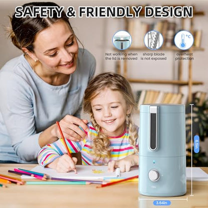 deli Electric Pencil Sharpener, Fully Automatic Pencil Sharpener | for 6.9-8mm Pencils, 5 Sharpness Modes, Rechargeable Hands-Free Sharpener for Classroom Home Office,Blue - color: Blue