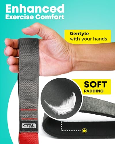 Stretching Strap with Loops - Non Elastic Yoga Strap for Physical Therapy - style: 12 Loops - Red