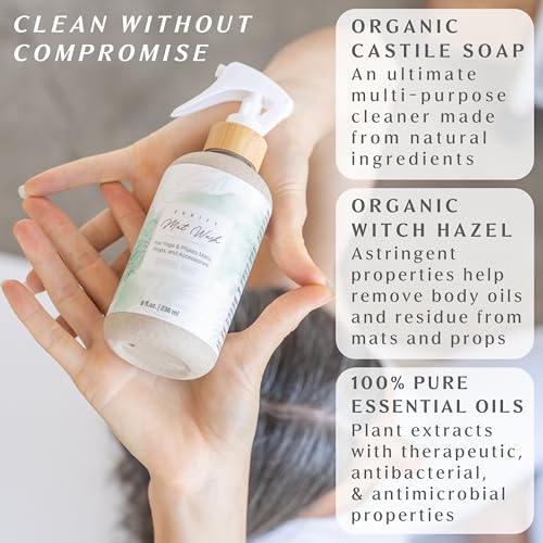 Organic Yoga Mat Cleaner Spray | 8oz Spring Mint with Microfiber Cloth | Made in the USA | Safely and Effectively Cleans All Mats and Pilates + Yoga Accessories