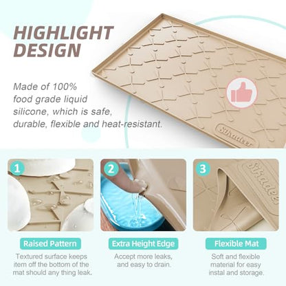 SIKADEER Waterproof Under Sink Mat 22" x 22" Silicone Mat Cabinet Protector - color: Beige, size: 22"W x 22"L
