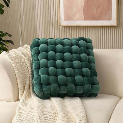 Knot Throw Pillows Thick Square Emerald Green 13" for Couch Home | Soft Accent Pillows, Decoration Cushion, For Couch Home Office Living Room Bedroom Bed Sofa - color: Emerald Green, size: 13"×13"