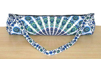 INDIAN CRAFT CASTLE ICC Yoga Mat Bag Carrier Full-Zip Exercise Yoga Mat Carry Bag for Women Men with Multi-Functional Storage Pockets and Adjustable Shoulder Strap 26X6 Inches - style: Blue Mandala