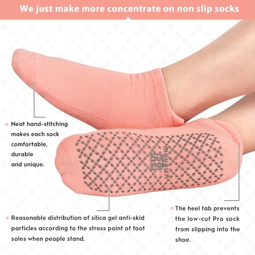 unenow Unisex Non Slip Grip Socks for Yoga Pilates Barre Home & Hospital - color: 4 Pairs-black/Light Grey/Beige/Pink, size: Medium