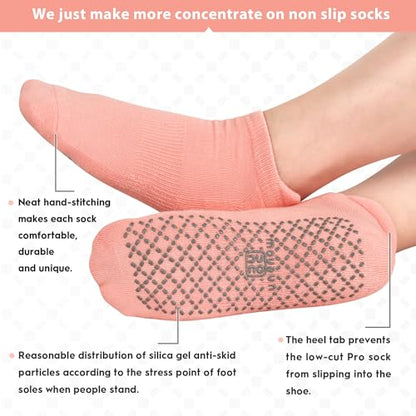 unenow Unisex Non Slip Grip Socks for Yoga Pilates Barre Home & Hospital - color: 4 Pairs-black/Light Grey/Beige/Pink, size: Medium