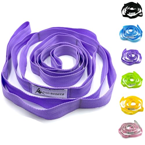 Stretching Strap Yoga Strap with Loops for Physical Therapy, Non-Elastic - color: Purple