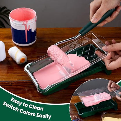 Paint Roller Kit, 12 Pack, 2 Inch Mini Paint Roller with Trays | Small Paint Roller for All Paints, Painting Tools for Small Areas, Corners, Touch-Ups, Walls and Cabinets, Easy to Clean