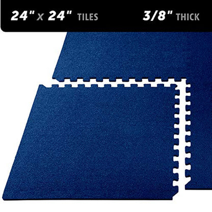We Sell Mats 3/8 Inch Thick Interlocking Foam Carpet Tiles Durable Carpet Squares Anti Fatigue Support for Home Office or Classroom Use - color: Medium Blue, style: 100 Square Feet (25 Tiles)
