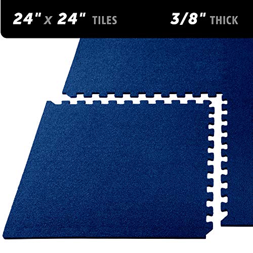 We Sell Mats 3/8 Inch Thick Interlocking Foam Carpet Tiles Durable Carpet Squares Anti Fatigue Support for Home Office or Classroom Use - color: Medium Blue, style: 16 Square Feet (4 Tiles)