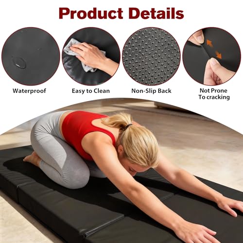 3 Inch Thick Yoga Mat 72 * 32 * 3 inch Extra Thick Exercise Mats Non-Slip Workout Mat for Pilates, Fitness, Gym, Stretching - color: Black