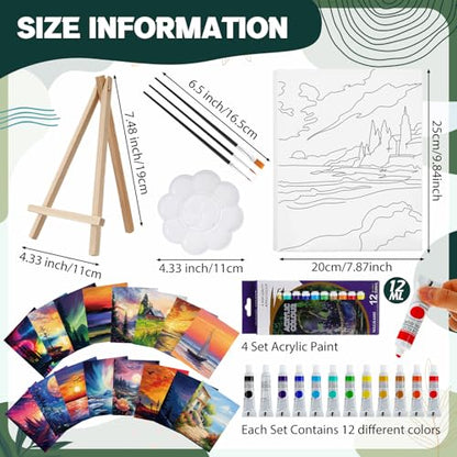 Zhanmai 88 Pcs 8 x 10 Inch Pre Drawn Canvas for Painting Kit Pre Stretched Canvas for Sip and Paint Party Favor Coloring DIY Virtual Party Birthday Gifts Adult's Date Night(Oil Painted Landscape) - style: Oil Painted Landscape