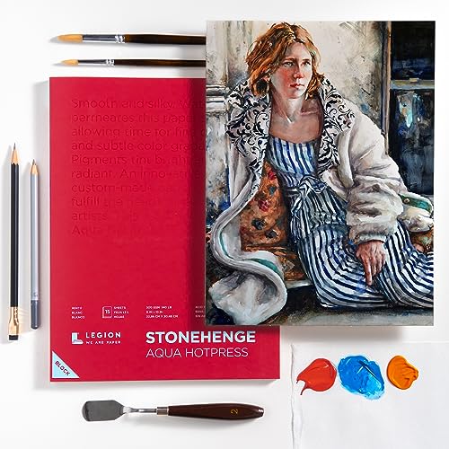 Stonehenge Aqua White Medium Weight Block, 140lb, Hotpress, 18 x 24 Inches, 15 Sheets for Wet and Dry Media - size: 18 x 24 inches
