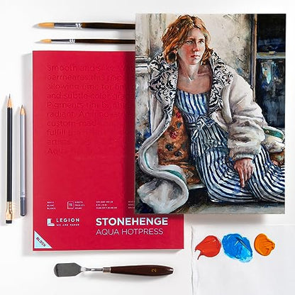 Stonehenge Aqua White Medium Weight Block, 140lb, Hotpress, 14 x 20 Inches, 15 Sheets for Wet and Dry Media - size: 14 x 20 inches