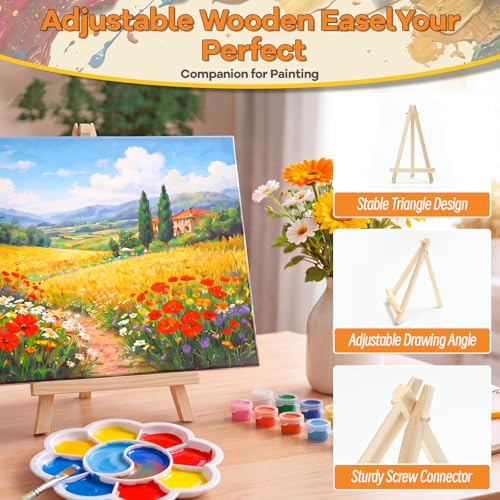 Engrowtic 160 Pcs 20 Set Paint and Sip Kit for Adult Include Blank Mini Canvas Boards Wooden Easels Painting Strips Brushes Palettes Disposable Aprons for Party Paint and Sip Date Night Kits