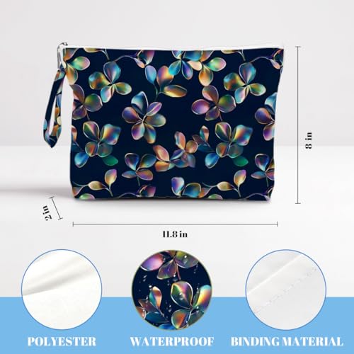 IAXIC Waterproof Tote Bag and Wet Bag Set, Summer Pattern Design for Beach Travel Gym Holiday Gifting - color: Dark Blue Tropical Leaf