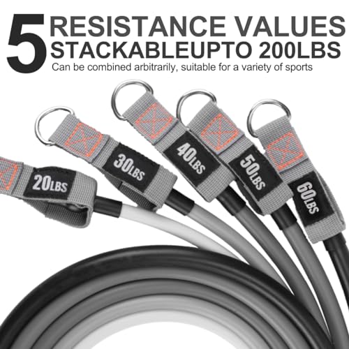 Resistance Bands with Handles, Exercise Bands with Handles, Door Anchor - color: Black-gray-set -200lbs