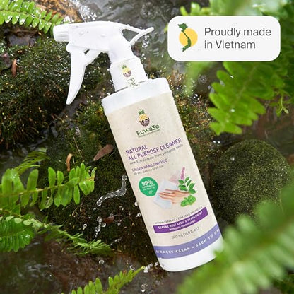 Fuwa3e Pineapple Enzyme Natural All Purpose Cleaner Spray Serene Holy Basil & Peppermint - 16.9oz 3 Pack - Multi Surface Cleaner 99% Plant Based Cleaner from Discarded Pineapple Peels - size: 16.9 Fl Oz (Pack of 3)