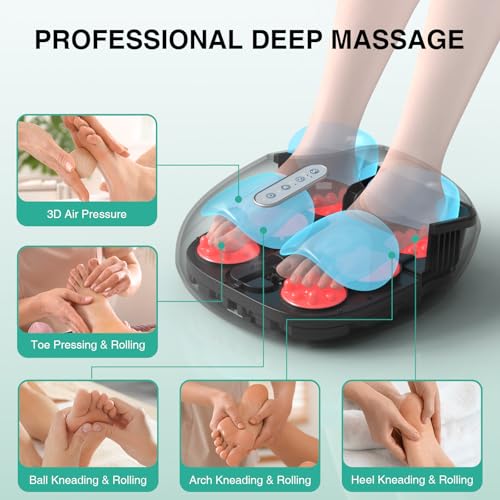 Medcursor Foot Massager with Heat | Shiatsu Deep Kneading, Relief for Tired Muscles and Plantar, Multi-Level Settings, Adjustable Intensity, Gifts for Women Mom - color: Grey