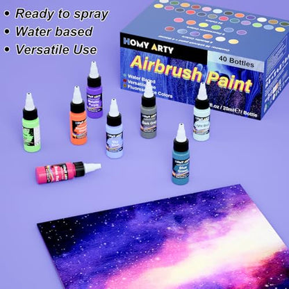 HOMY ARTY Airbrush Paint - 36 Colors with 4 Thinner | Ready to Spray Airbrush Paint Set, Water-Based Acrylic Air Brush Paints for Metal, Plastic Models, Canvas, Wood - 40 Bottles - color: 36 Colors with 4 Thinner