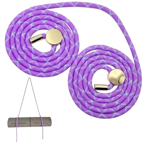 DAOSUN Yoga Mat Strap - 8MM Adjustable Paracord Carrier for Carrying Yoga Mats, Camping Pads & Blankets (Strap Only) - color: Light Purple/Blue