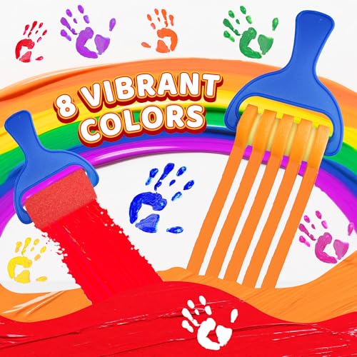 Washable Finger Paint for Kids, 8oz x 8 Colors - Non-Toxic, Thick Finger Paint for Toddlers, Art Supplies for Home & Classroom Use, Large Bottles