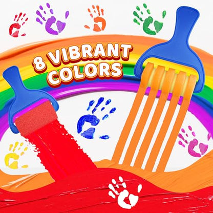 Washable Finger Paint for Kids, 8oz x 8 Colors - Non-Toxic, Thick Finger Paint for Toddlers, Art Supplies for Home & Classroom Use, Large Bottles