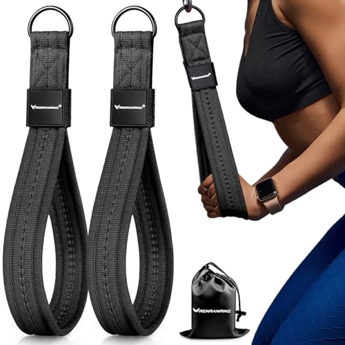 RENRANRING Tricep Rope Cable Attachment Handles for Gym, 13inch Exercise Handles, Tricep Pull Down Attachments Rope for Pilates, Yoga, Strength Trainer, Physical Therapy, Stretch, Recovery - color: Black