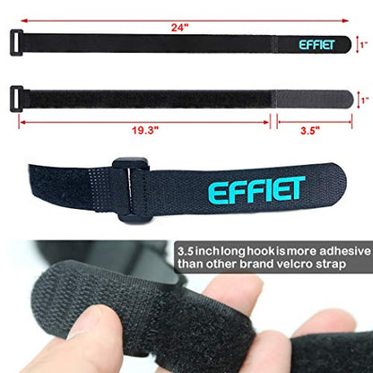12 Packs Fastening Cord Wrap 1 x 24 Inches Hook and Loop Cinch Straps, EFFIET Adjustable Adhesive Extension Hose Storage Strap, Securing Bike Sleeping Bag for Yoga Mat