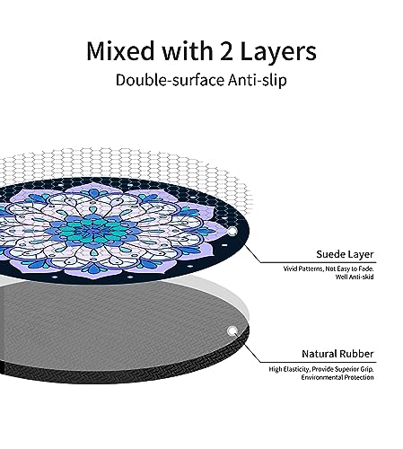 nuveti Large Meditation Mat Non Slip Round Yoga Mat Natural Rubber with Sueded Surface Exercise Mat Perfect for Meditating, Stretching, Yoga（140CM X 3.5MM Thick) - color: JingRuoAnLan