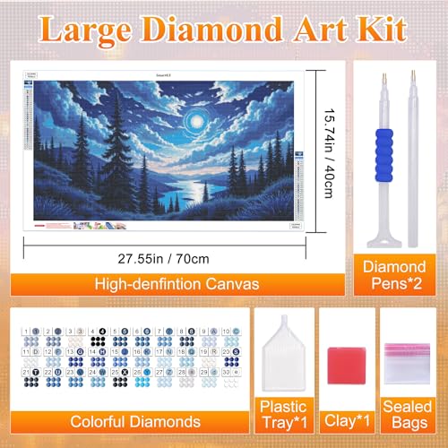 SmartEZ Large Diamond Painting Kits for Adults Landscape, 27.5x15.7 Inch | DIY Large Diamond Art Kits for Adults, Gem Art Kits for Gift, Home Wall Decor 27.5x15.7 Inch - color: Landscape 005