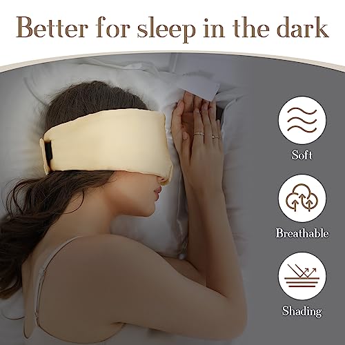 SECZIPE 100% Mulberry Silk Sleep Mask Eye Mask for Women Man with Adjustable Band, for Side Sleeper Blackout Sleep Mask for Travel Rest and Office (Gold) - color: Gold