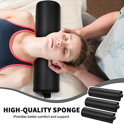 Ripeng Half Round Massage Table Bolster Pillow Pad with Strap Handle, Semi-Round Bolster Pillow, 6"W x 3"H x 21"L Bolsters Support Pad for Massage Yoga Spa Neck Under Knee Ankles Pain Relief(4 Pcs) - size: 6"W x 3"H x 21"L