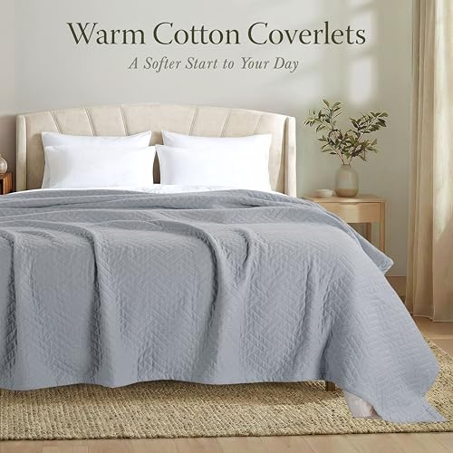 Threadmill Cotton King Coverlet Blanket, Jacquard, Scottish Grey, 104x92 in - color: Classic Scottish Grey, size: King / Cal King