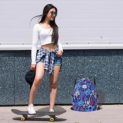 XEYOU Drawstring Backpack Bag Sport Gym Sackpack Beach Cinch Bag | Lightweight Swimming Bag, Water-Resistant Fabric, Travel Daypack for Women and Men - color: Tree Pattern