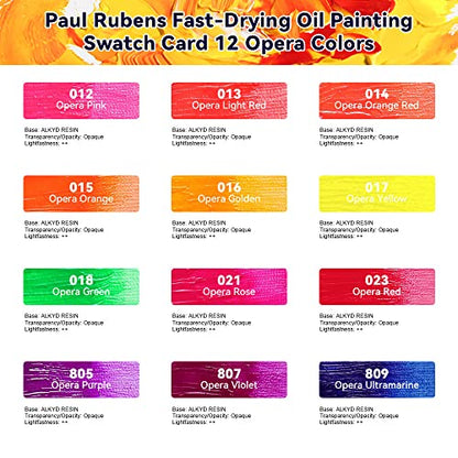 Paul Rubens Oil Paint, 12 Neon Colors, 50ml Large Tubes, Faster Drying Time | High Saturation, Art Supplies for Artists, Students, Beginners - color: 12 Neon Colors