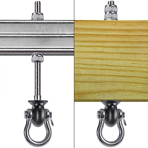 Dolibest Set of 6 Permanent Antirust Stainless Steel 304 Heavy Duty Swing Hangers, Playground Porch Yoga Seat,for Wood and Steel Beam Yoga Hammock Chair Punching 1500LB Capacity,180° Swing,9.64'' - color: 9.64'' - 6 Pcs