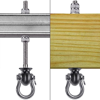 Dolibest Set of 6 Permanent Antirust Stainless Steel 304 Heavy Duty Swing Hangers, Playground Porch Yoga Seat,for Wood and Steel Beam Yoga Hammock Chair Punching 1500LB Capacity,180° Swing,9.64'' - color: 9.64'' - 6 Pcs