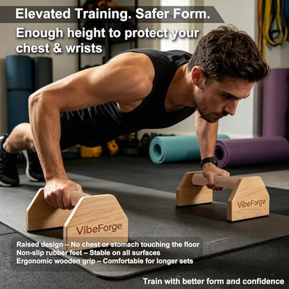 ProGrip Wooden Parallettes - Non-Slip Handstand Bars for Calisthenics