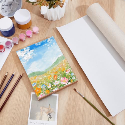 BENECREAT 5.5 Yards x 15 Inch Canvas Roll Linen, Gessoed Medium Grain Artist Canvas for Gesso Art Painting Oil Painting Backdrop Decoration, 0.5mm Thick