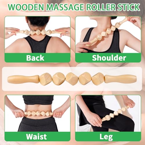 Wood Therapy Massage Tools 6-in-1 Lymphatic Drainage Massager Maderoterapia Kit,Wooden Massager Body Sculpting Tools,Wooden Gua Sha Kits,Body Contouring and Shaping - style: Back Massager+2Massage rollers+3Massage Sticks