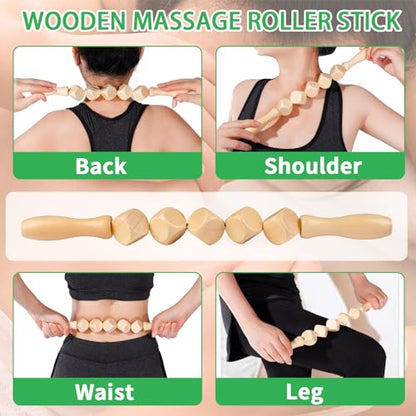 Wood Therapy Massage Tools 6-in-1 Lymphatic Drainage Massager Maderoterapia Kit,Wooden Massager Body Sculpting Tools,Wooden Gua Sha Kits,Body Contouring and Shaping - style: Back Massager+2Massage rollers+3Massage Sticks